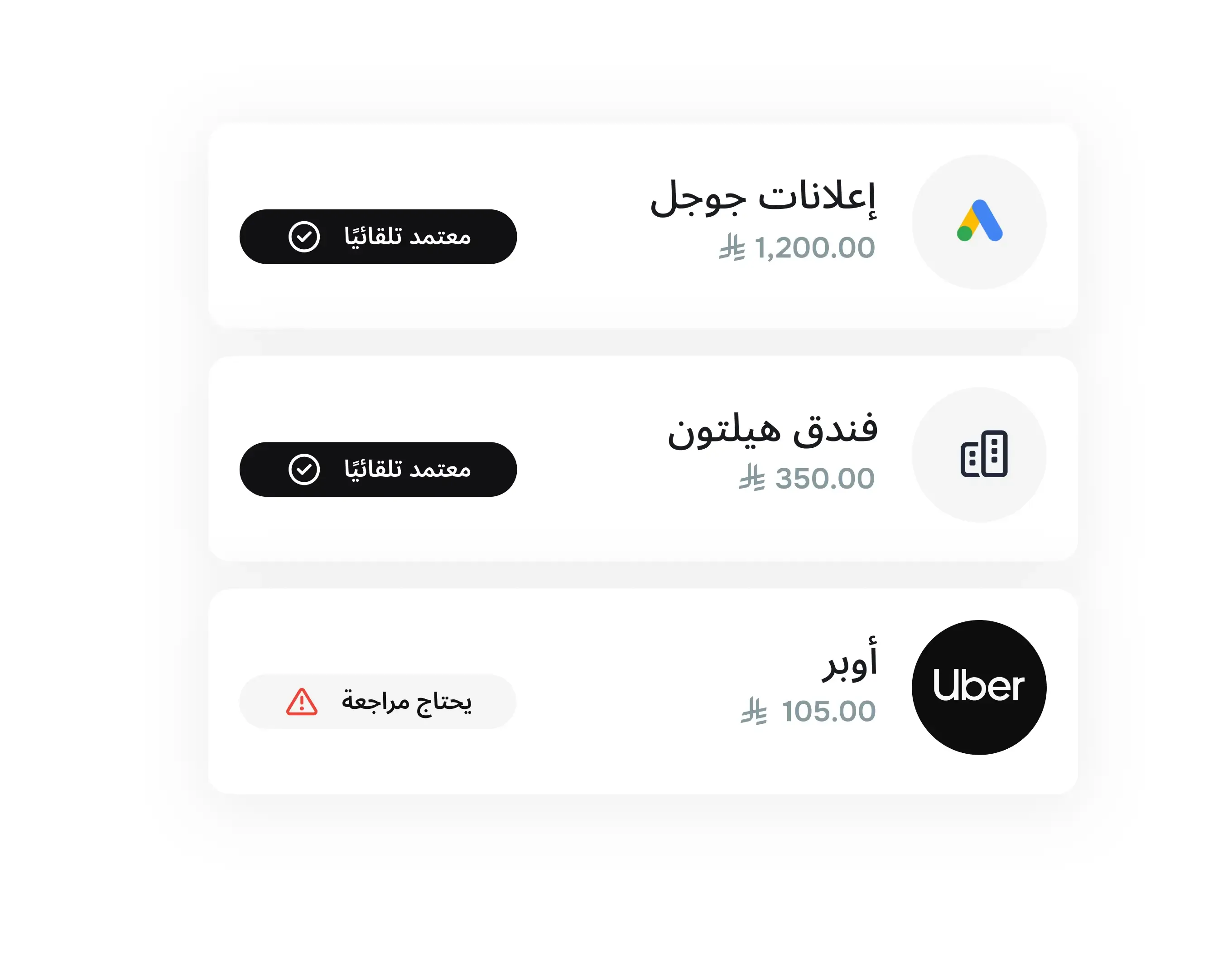 موافقة تلقائية على المصروفات بحسب سياسة الشركة